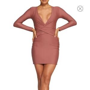 Tiger Mist Dress Over and Under Mini Dusty Rose Glam Sexy Dusty Rose Size XS
